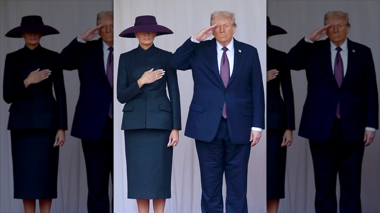 Melania and Donald Trump saluting