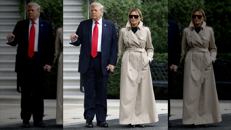 Donald and Melania Trump walking