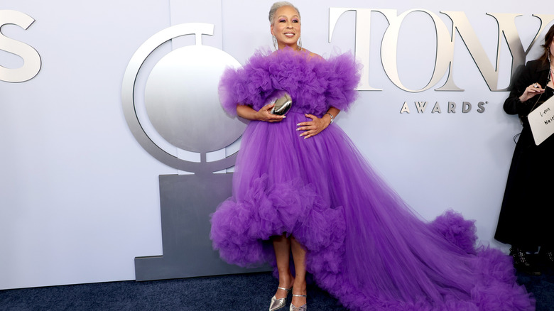 Tamara Tunie in big purple tulle dress