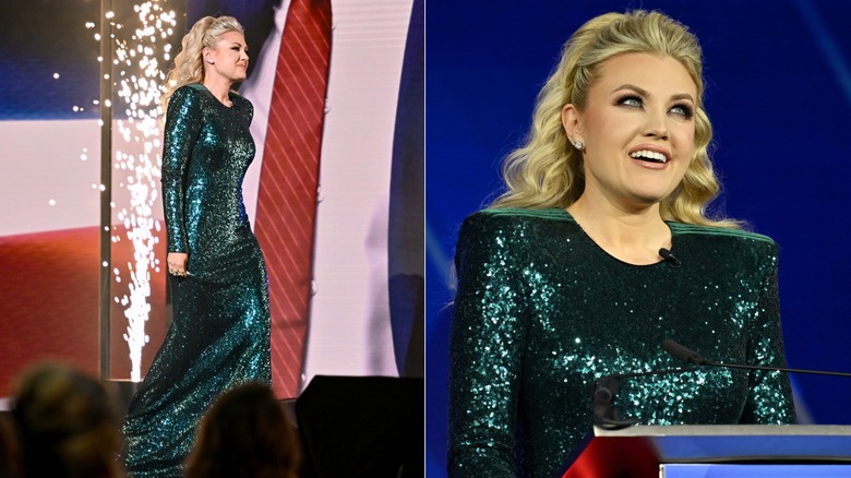 Erika Kirk walking and a close up and Erika Kirk