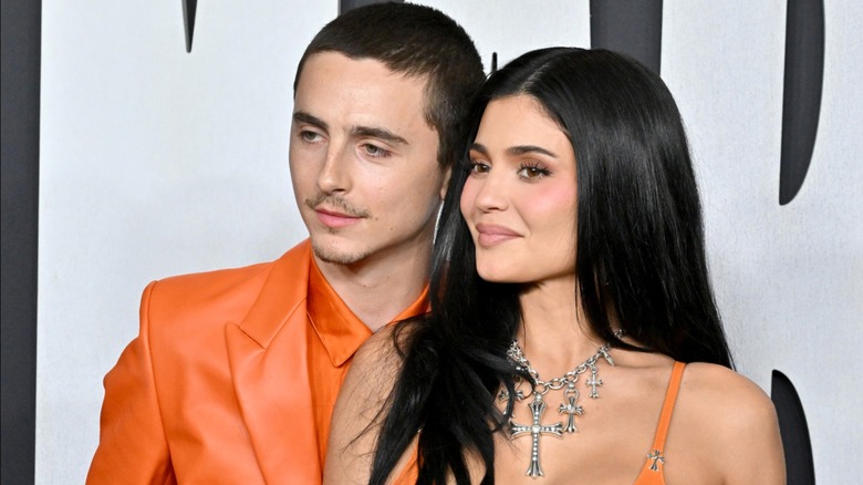 Timothée Chalamet  and Kylie Jenner smiling