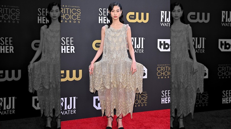 HoYeon Jung's bustle dress at Critics Choice Awards 2022