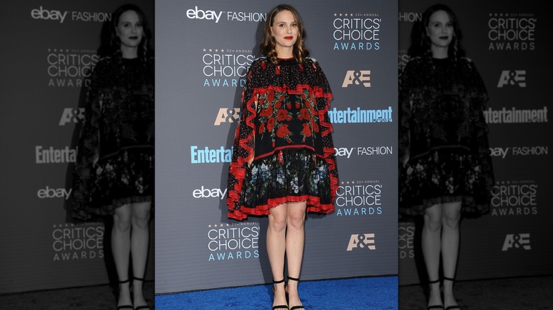 Natalie Portman in a cape dress at the 2016 Critics Choice Awards