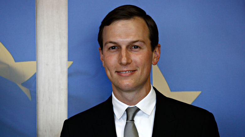Jared Kushner smiling for a photo in Brussels, Belgium in 2019