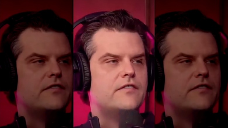 Matt Gaetz talking with a guest on his podcast