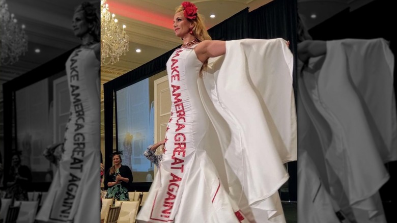 A dress from an Andre Soriano fashion show in 2018