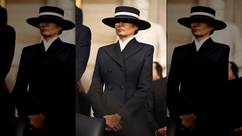 Melania Trump stands during Inauguration Day 2025
