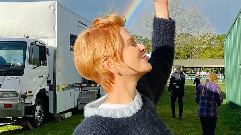Nicole Kidman wearing her pixie wig from Roar