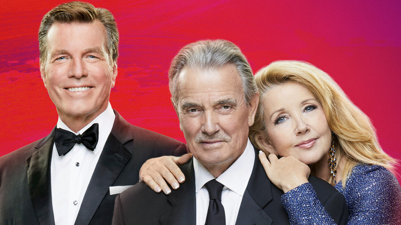 Peter Bergman, Eric Braeden, and Melody Thomas Scott smiling