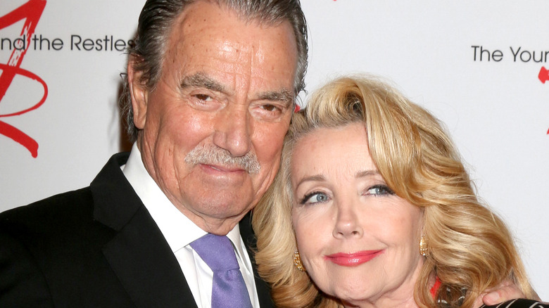 Eric Braeden and Melody Thomas posing