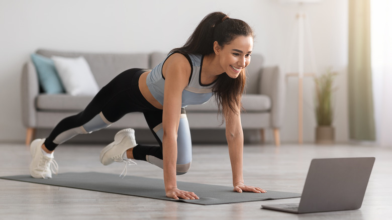 Woman doing home workout