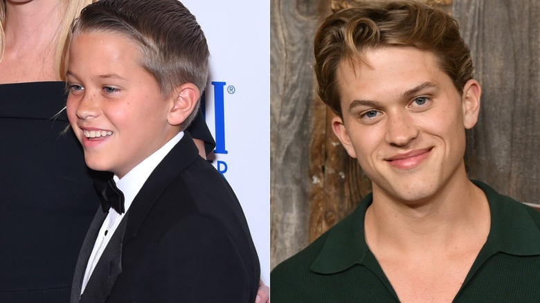 Split photo of Deacon Phillippe smiling on the red carpet in 2015 & Deacon Phillippe attending the 2025 "Motorheads" screening