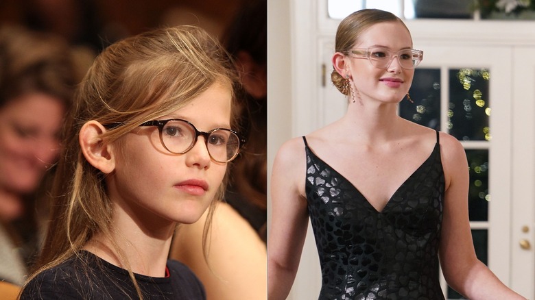 Split photo of Violet Affleck at a 2015 diplomacy hearing & attending a 2022 function at the White Hosue