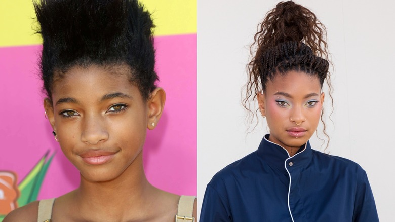 Split photo of Willow Smith at the Kids Choice Awards & attending a 2025 Christian Dior fashion show