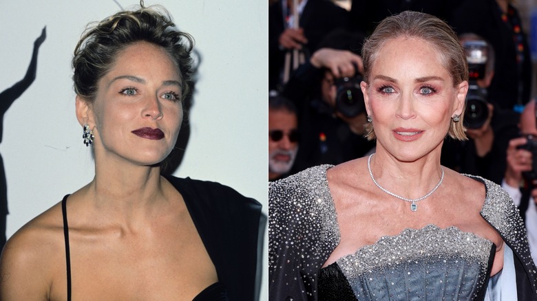 Side by side Sharon Stone photographed in California in 1994/Sharon Stone at the "Fjord" premiere during the 79th Cannes Film Festival