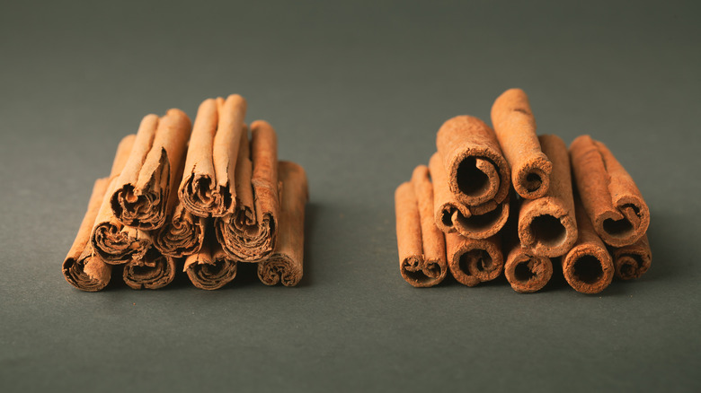 Cinnamon stick piles