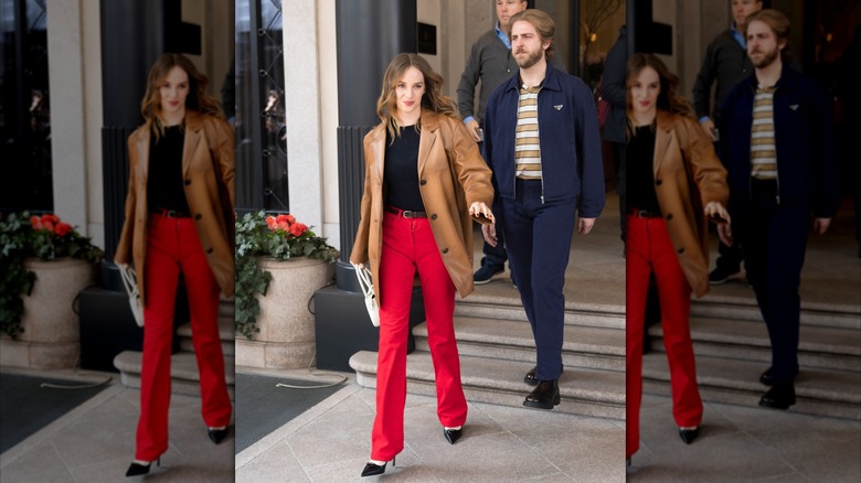 Maya Hawke and Christian Lee Hutson walking