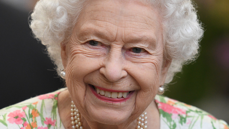 Queen Elizabeth smiling at G7 summit