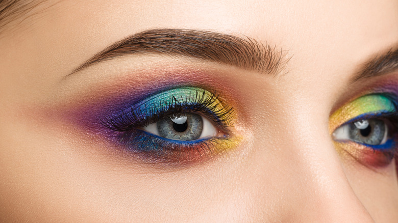 Rainbow eyeshadow makeup look