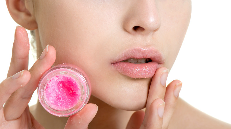 lip scrub being used 