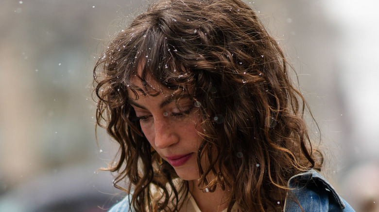 Woman with curly hair