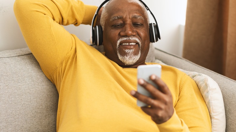 Man listening to audiobook