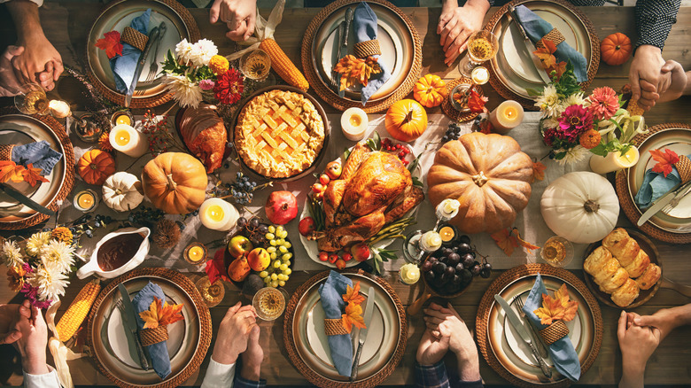 table set for thanksgiving meal