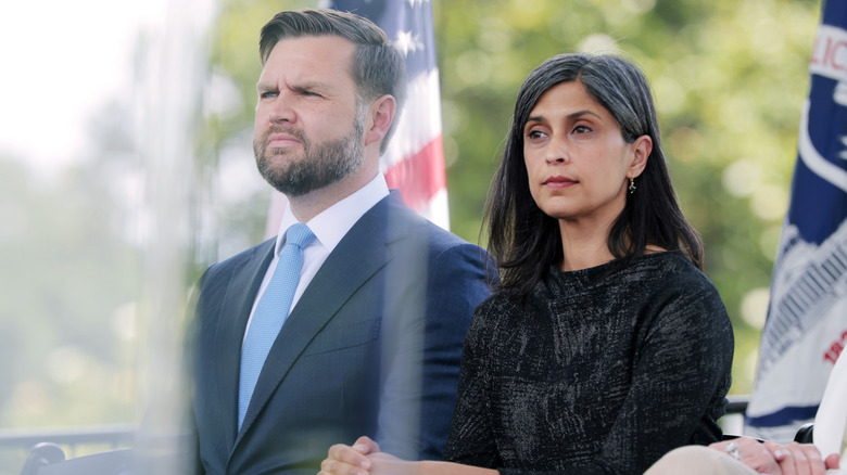 JD Vance sits next to wife Usha Vance