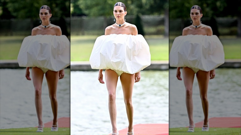 Kendall Jenner modeling white outfit