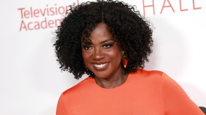 Viola Davis in an orange dress
