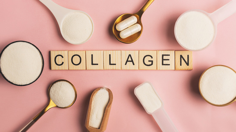 A display of collagen supplements