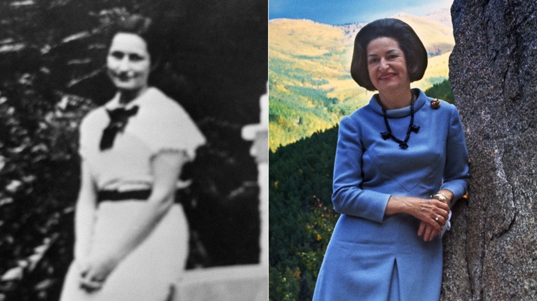 Side-by-side photos of Lady Bird Johnson