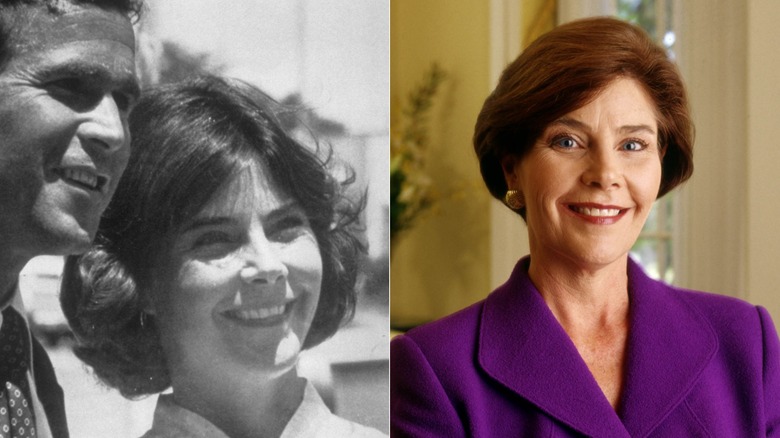 Side-by-side photos of Laura Bush