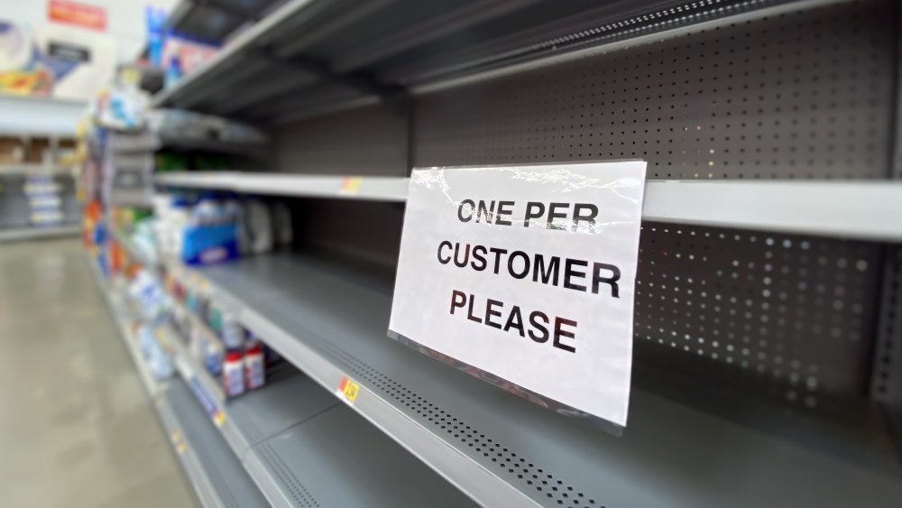 Empty grocery store shelves 