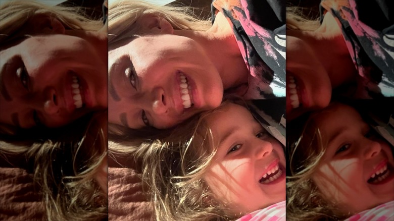 Hilary Duff and a young Banks Violet Bair smiling in a selfie