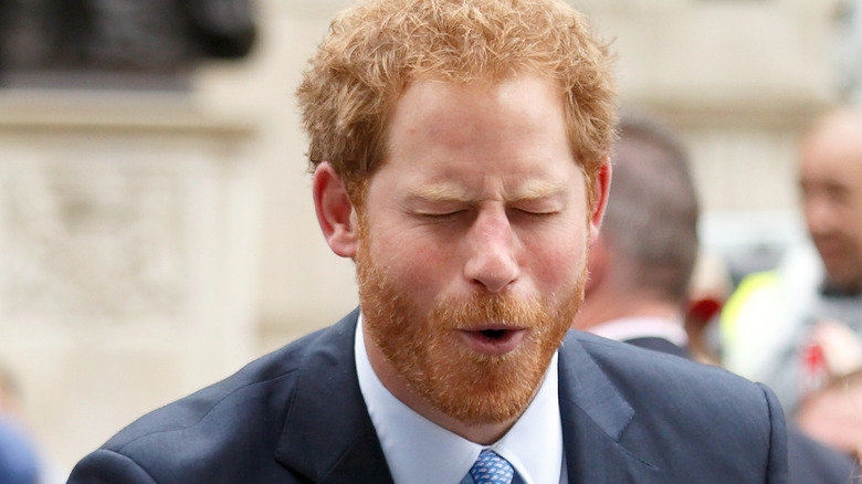 Prince Harry pulling a funny face
