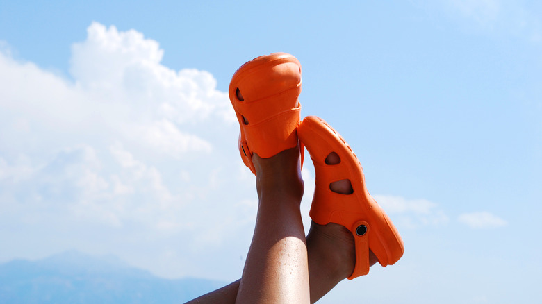 Woman wearing clogs