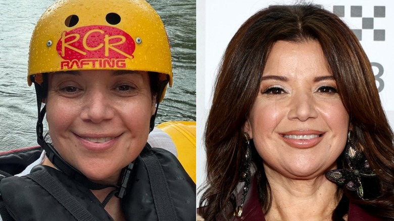 Split image of Ana Navarro without makeup and wearing makeup