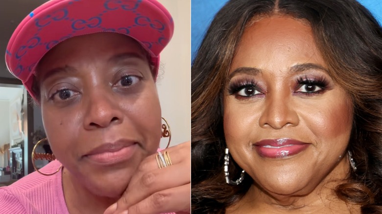 Split image of Sherri Shepherd without makeup and wearing makeup