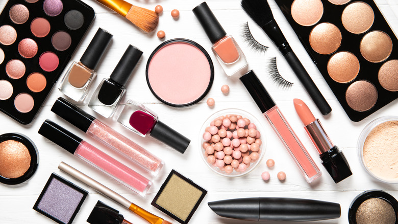 Beauty items laid out on the table