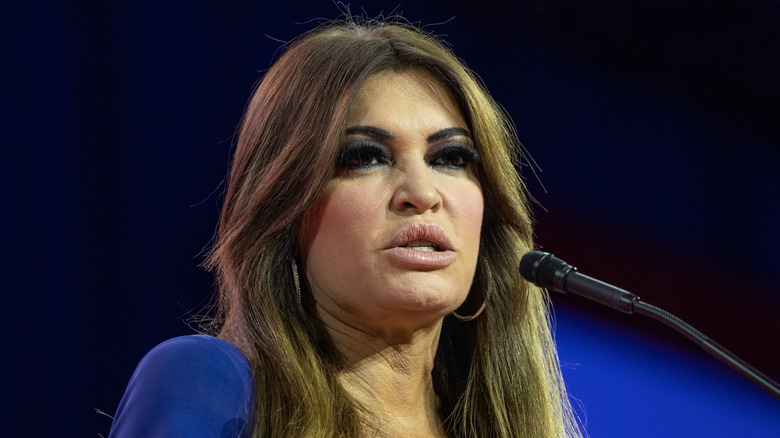 Kimberly Guilfoyle speaking into microphone