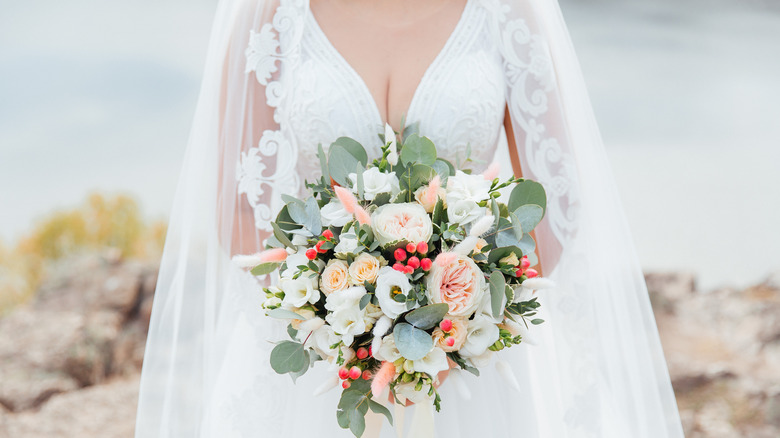 Wedding dress with flowers