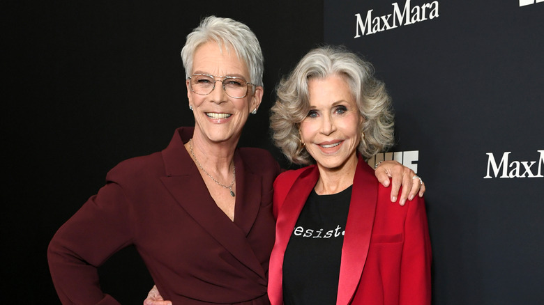 Jamie Lee Curtis and Jane Fonda attend the WIF 2025 Honors at The Beverly Hilton on November 06, 2025 in Beverly Hills, California.