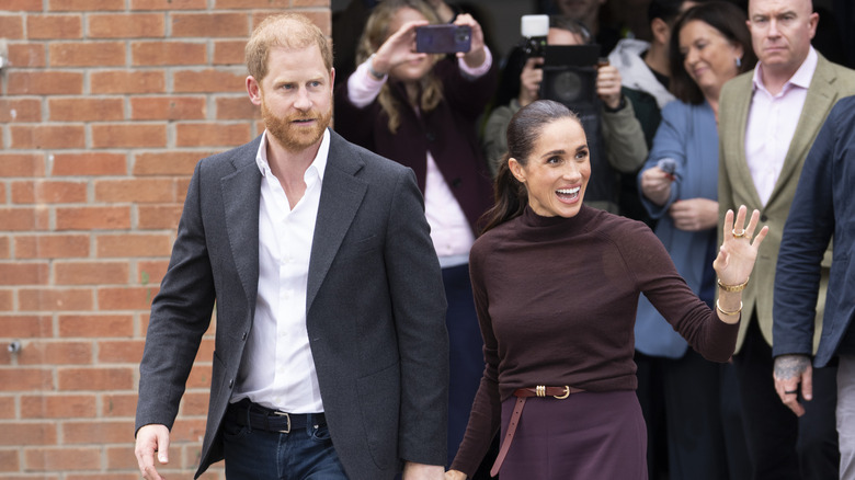 Meghan, Duchess of Sussex and Prince Harry, Duke of Sussex at Himmah Hub which provides meals and a welcoming space for people experiencing financial hardship or isolation during a visit to Nottingham on October 15, 2026 in Nottingham, England.