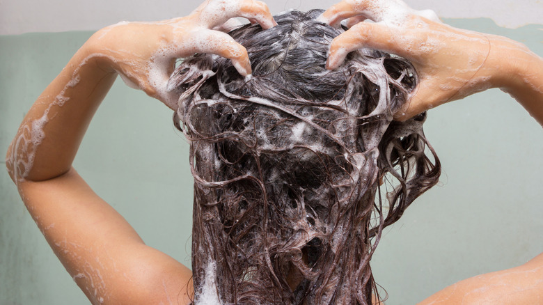 washing hair