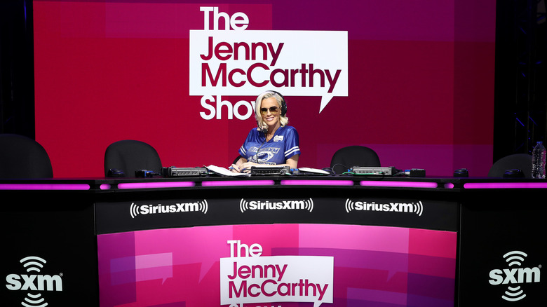 Jenny McCarthy on the set of her Sirius XM radio show.