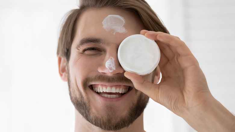 Man proud of his skin care