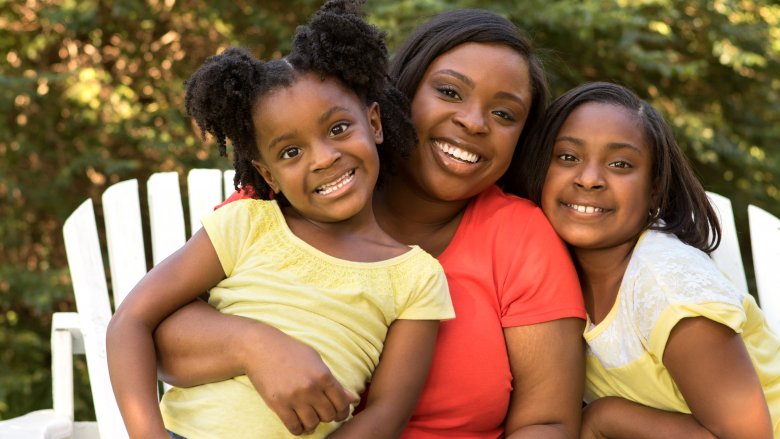 mother with two daughters