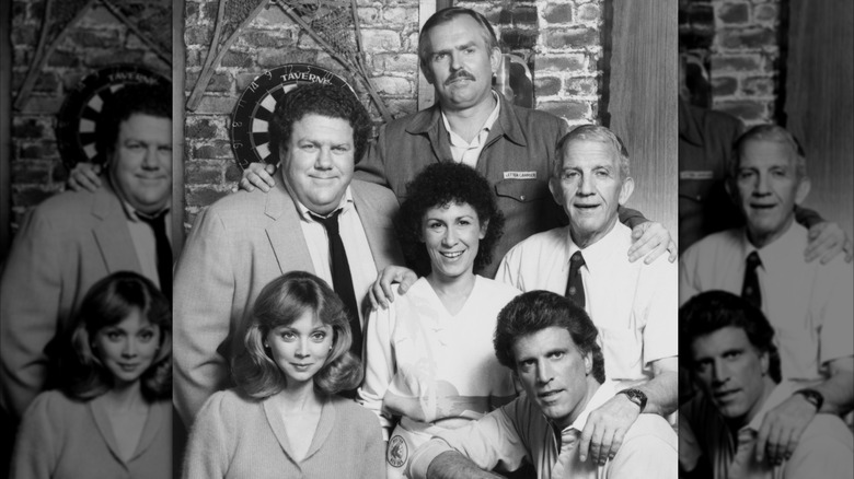A portrait of the cast of "Cheers" circa 1983