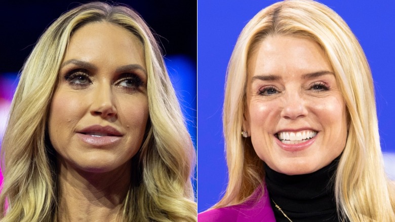 Split image of Lara Trump and Pam Bondi smiling